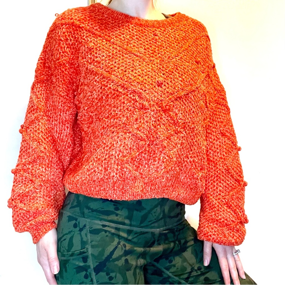 Lush Nordstrom Rack Orange Knitted Pom Pom Sweater